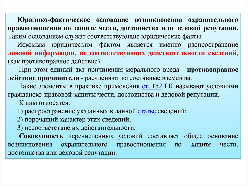 Защита чести достоинства и деловой репутации