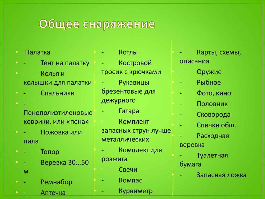 Общее снаряжение