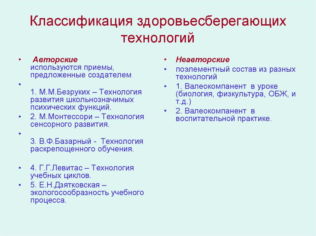 Здоровьесберегающие технологии критерии