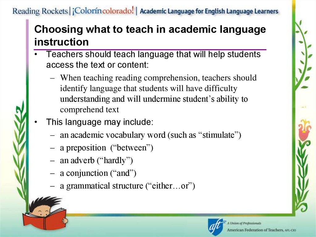 Choosing what to teach in academic language instruction