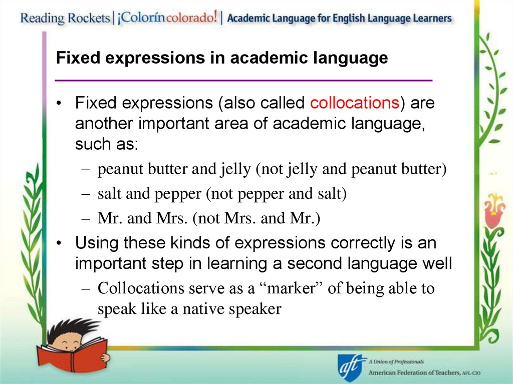 Fixed expressions in academic language