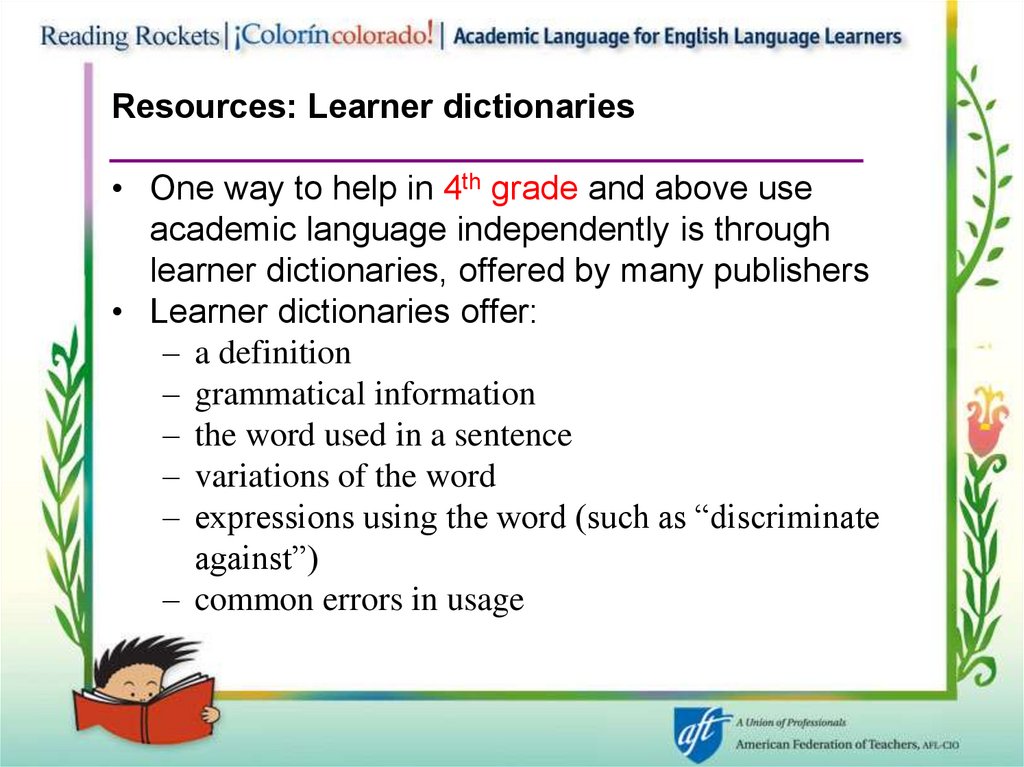 Resources: Learner dictionaries
