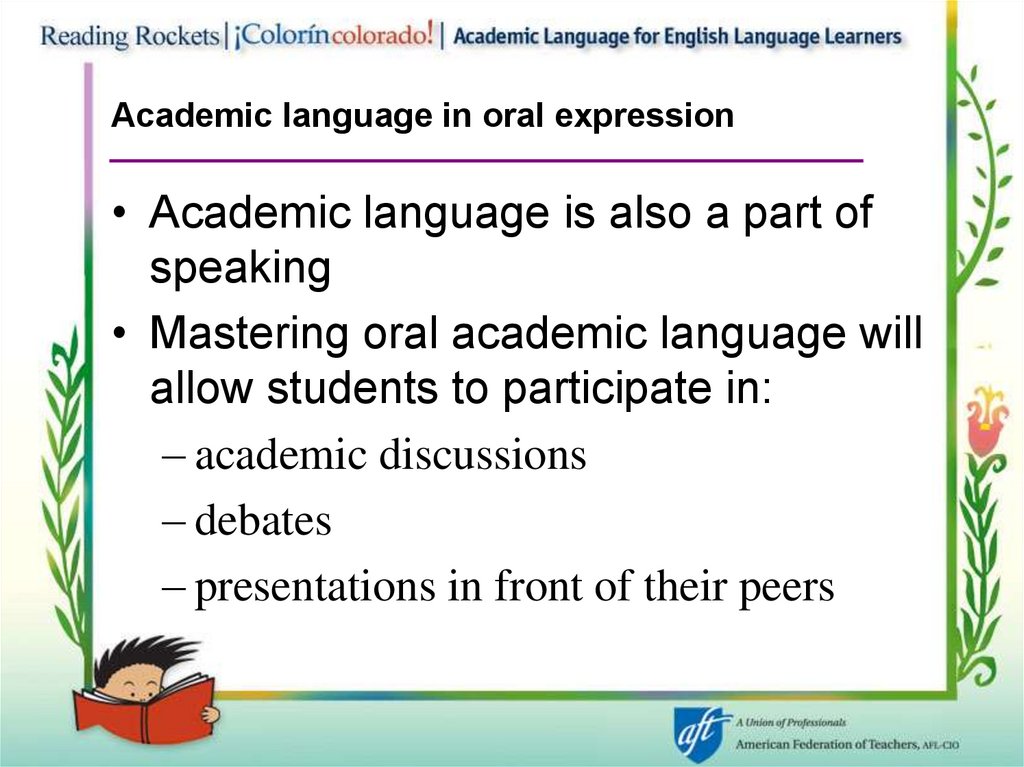 Academic language in oral expression