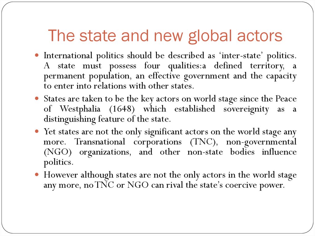 The state and new global actors