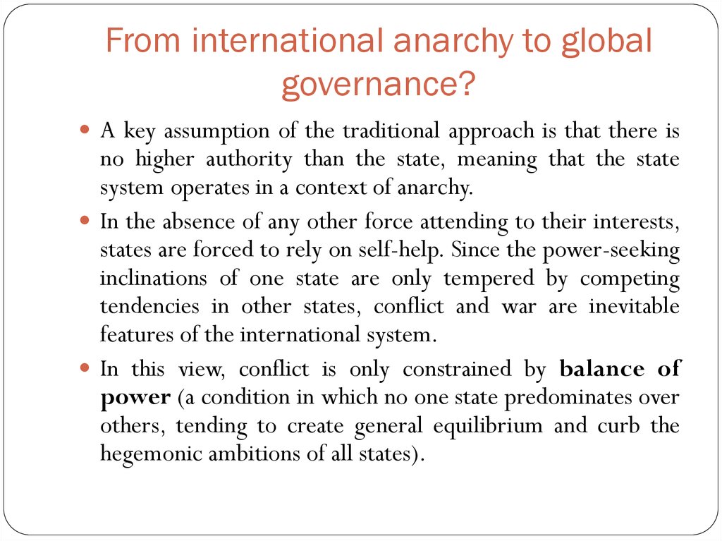 From international anarchy to global governance?
