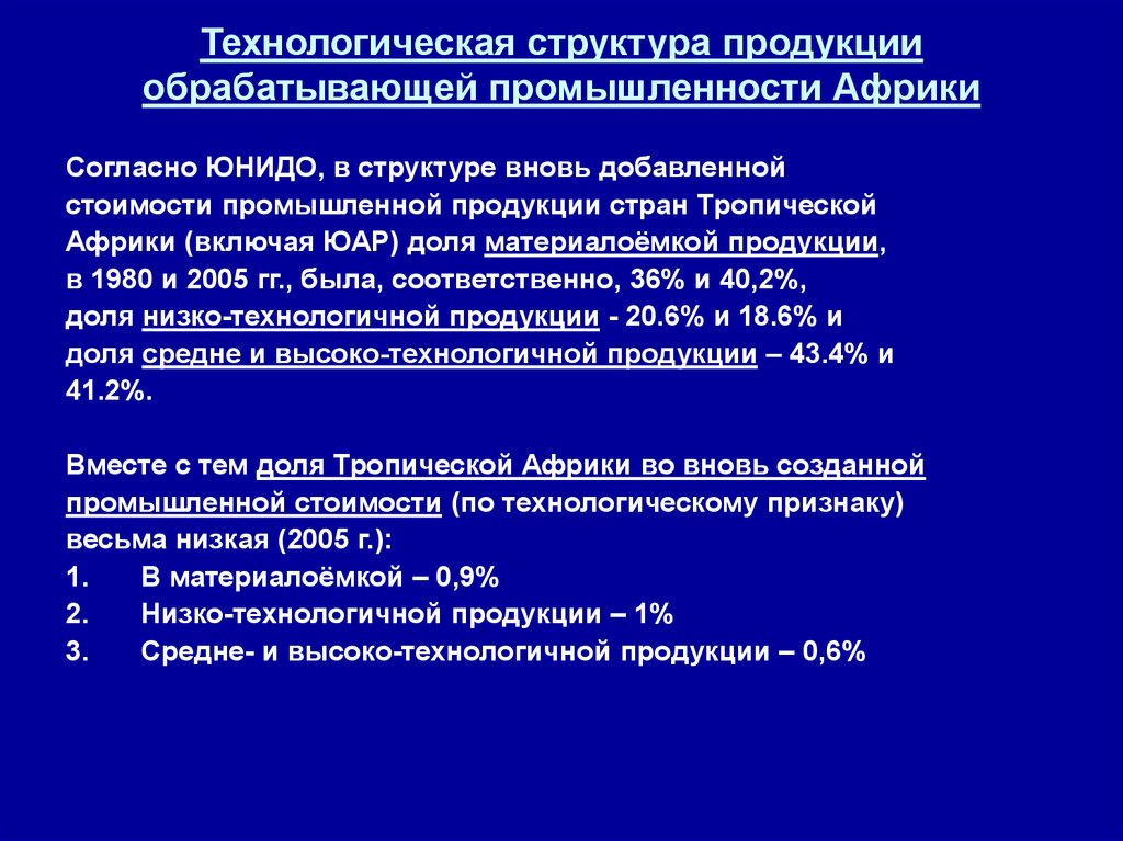 Промышленность африки презентация