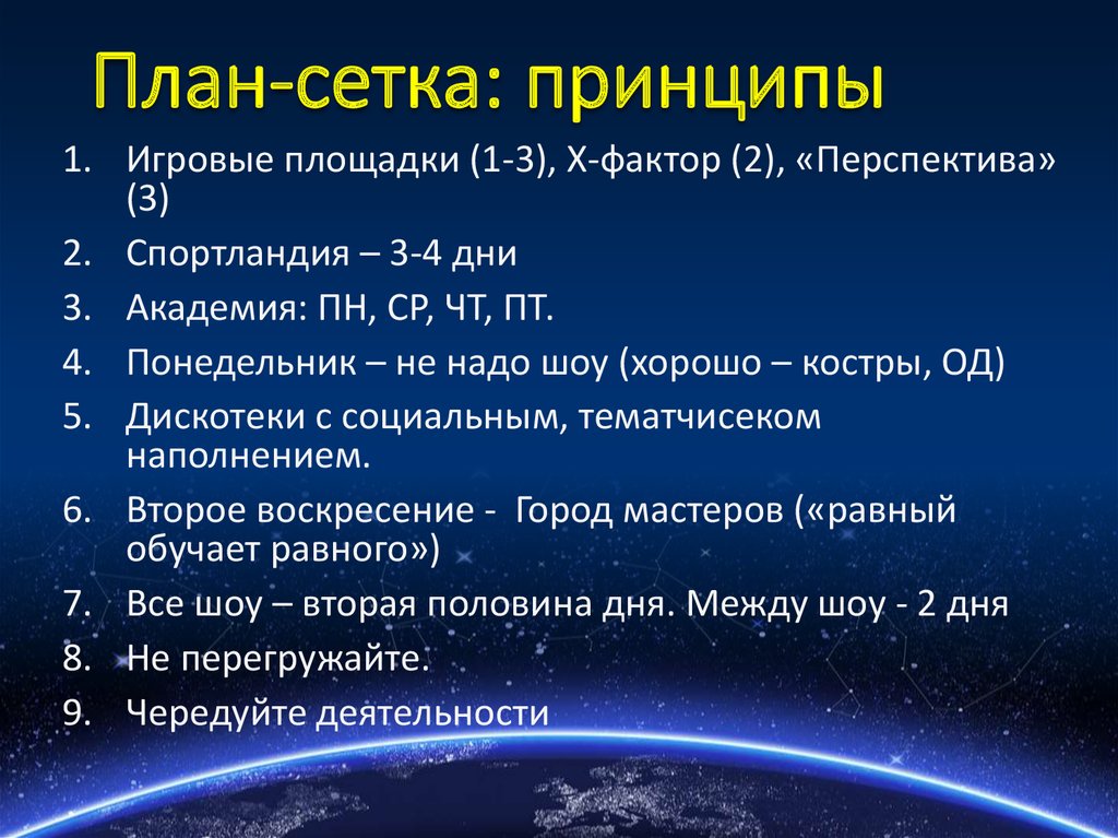 План-сетка: принципы