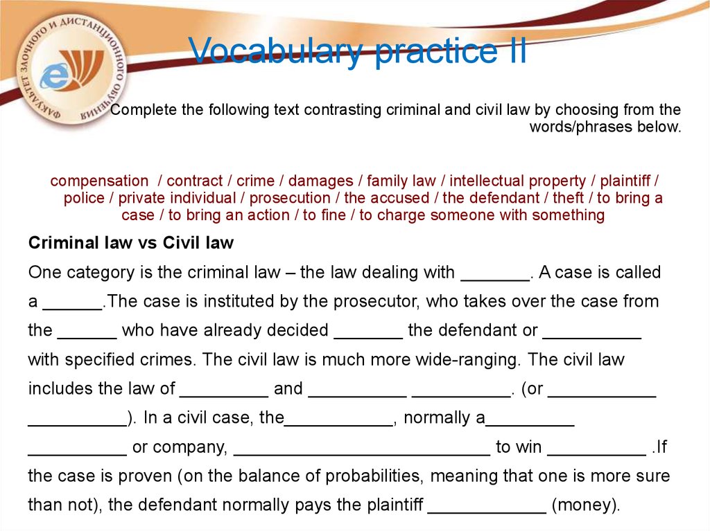 Vocabulary practice II
