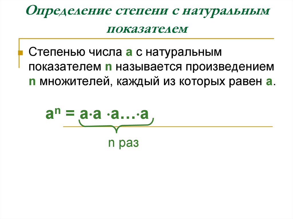 Определение степени с натуральным показателем