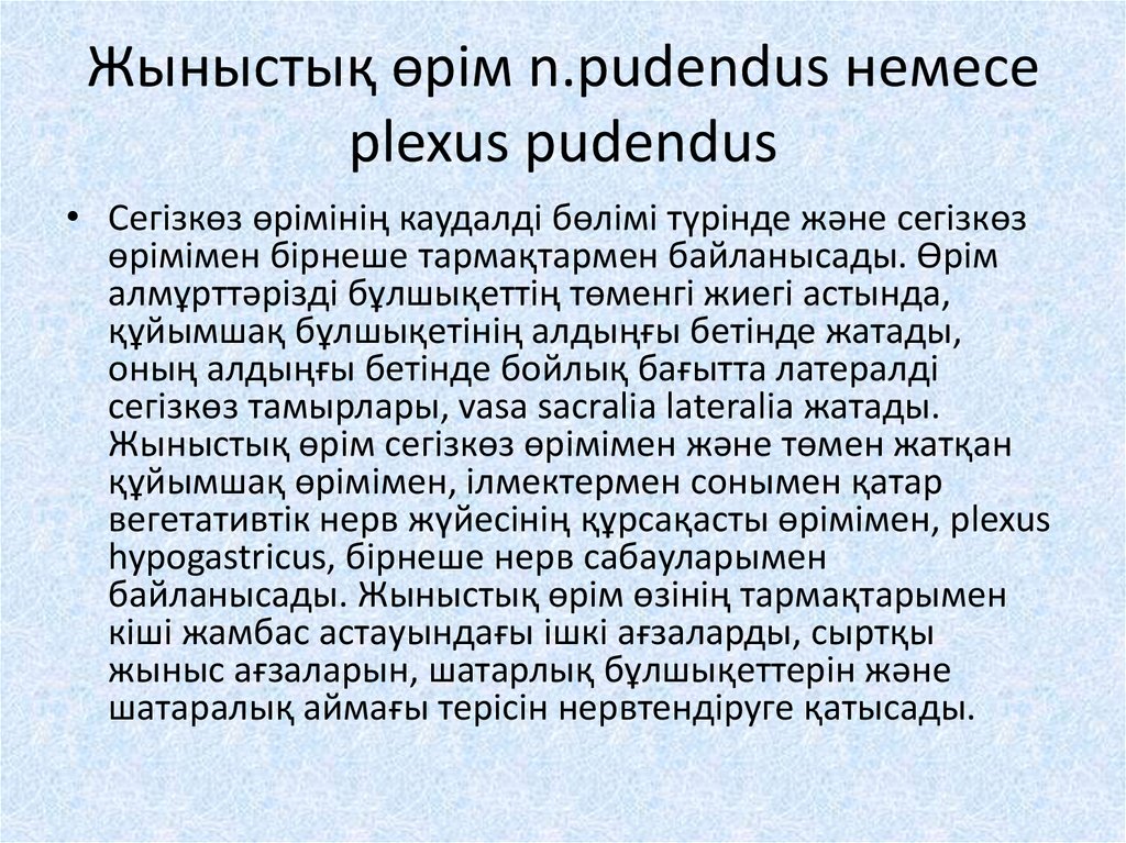 Жыныстық өрім n.pudendus немесе plexus pudendus