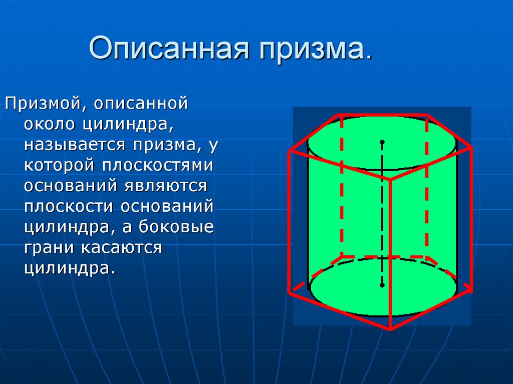 Призму можно вписать в. Вписать в пятиугольную призму цилиндр. Описанная пятиугольная Призма цилиндром. Призма описанная около цилиндра. Цилиндр называется описанным около Призмы.