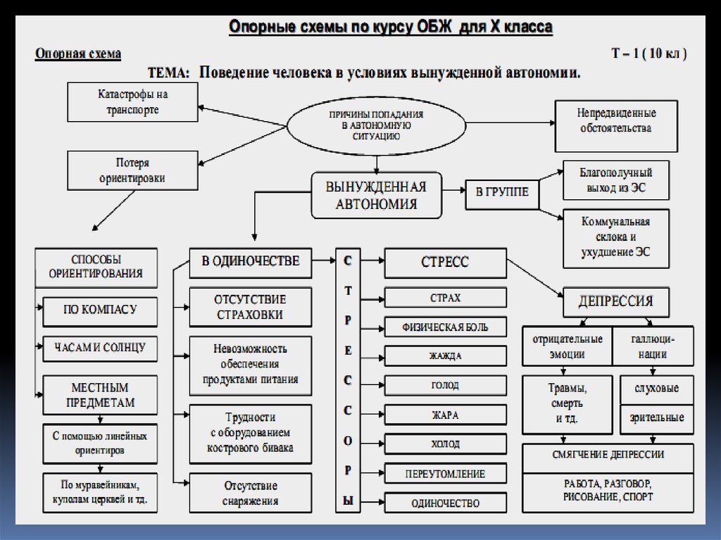 Схема основные причины вынужденного автономного существования в природных условиях