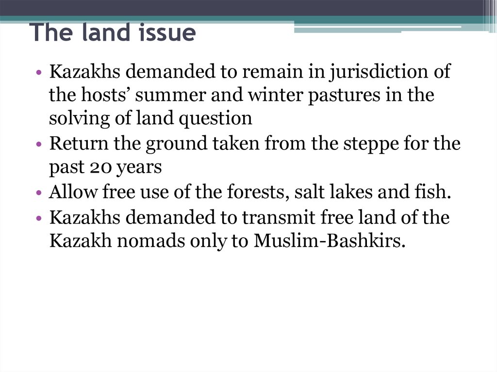 The land issue