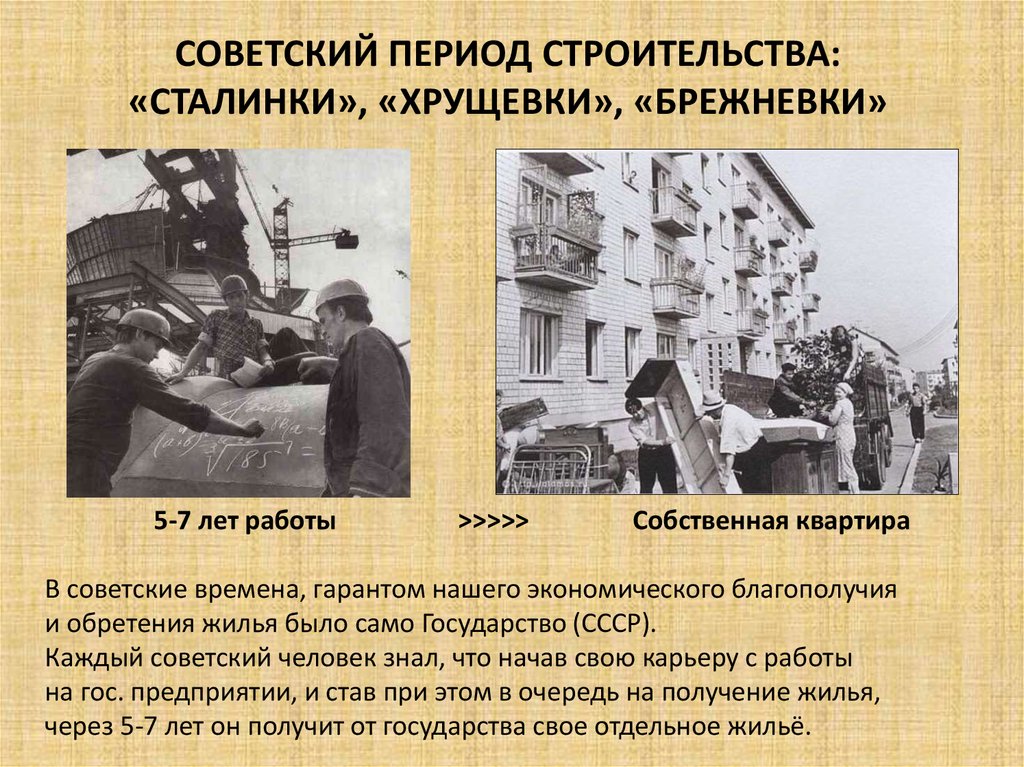 Советский период строительства: «Сталинки», «хрущевки», «Брежневки»