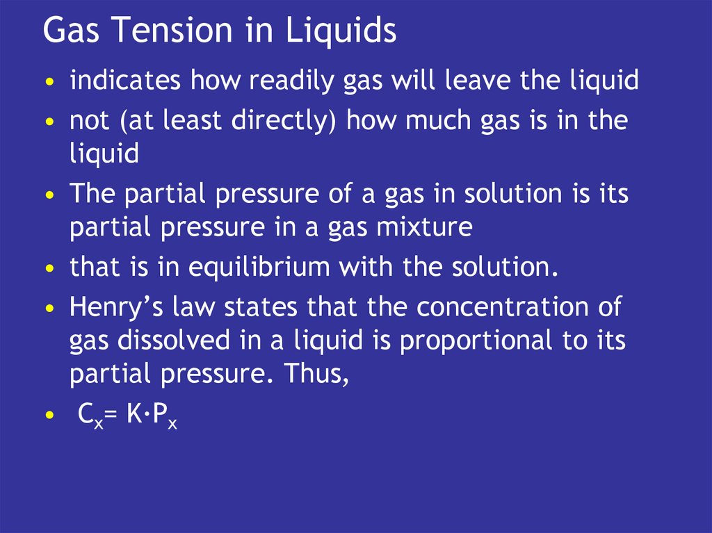 Gas Tension in Liquids