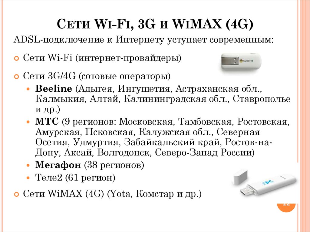 Сети Wi-Fi, 3G и WiMAX (4G)