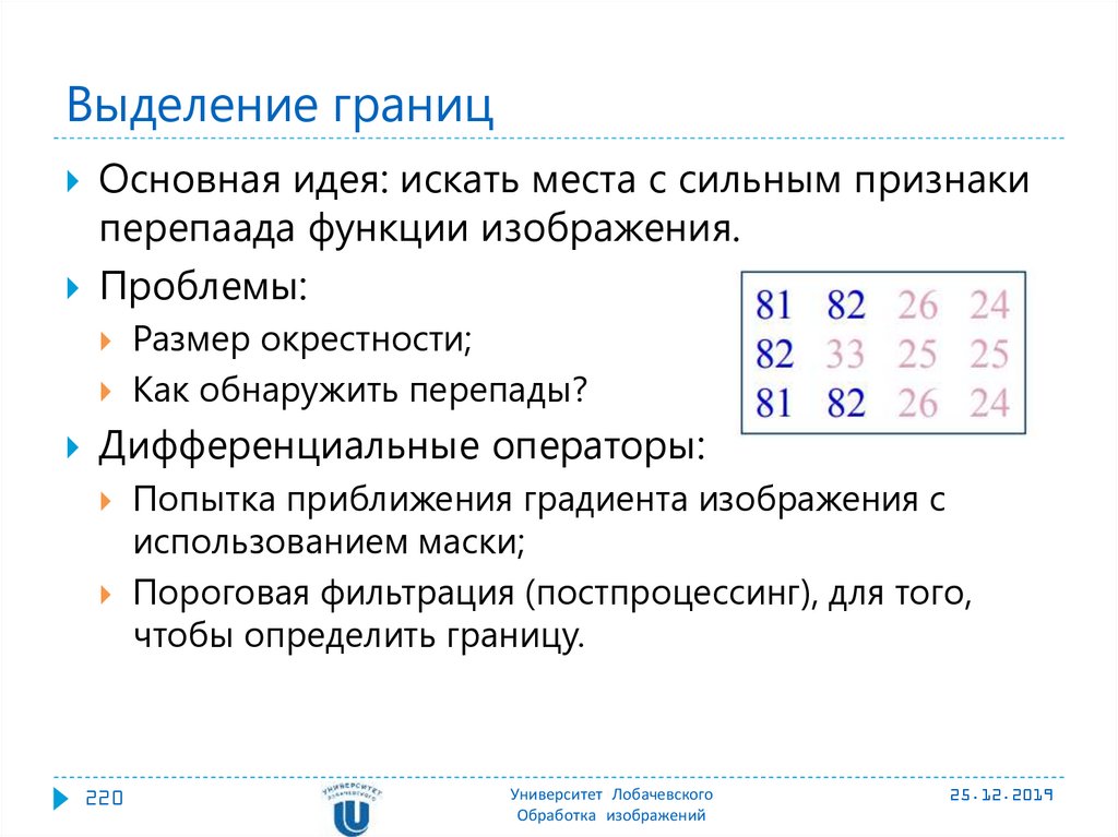 Признаки выделения