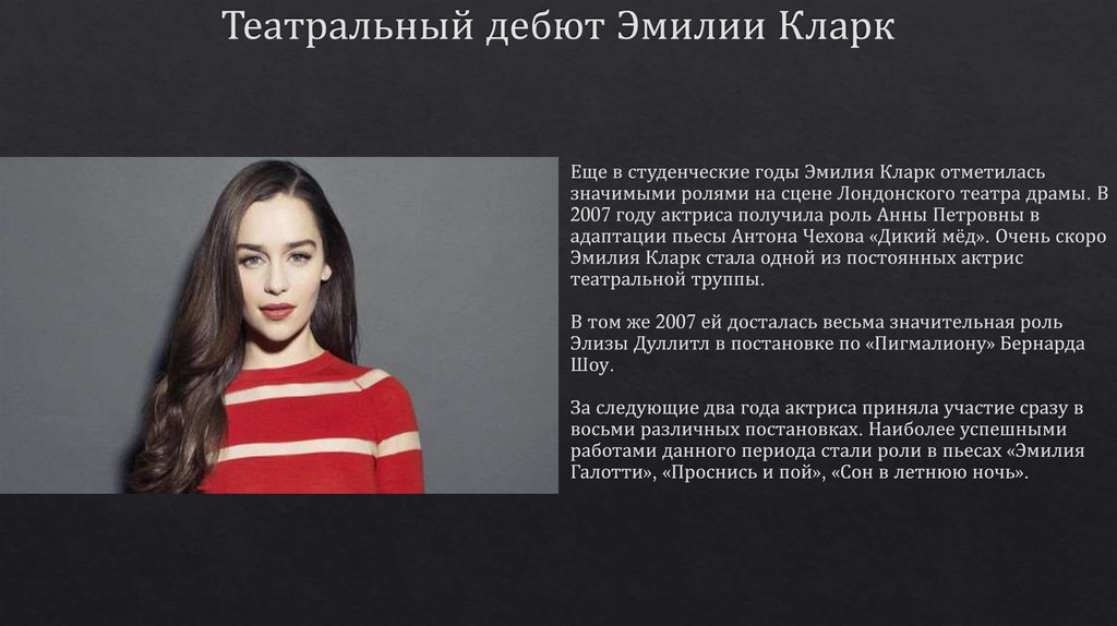 Театральный дебют Эмилии Кларк