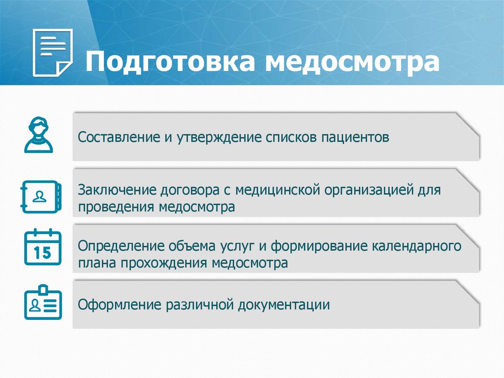 Подготовка медосмотра