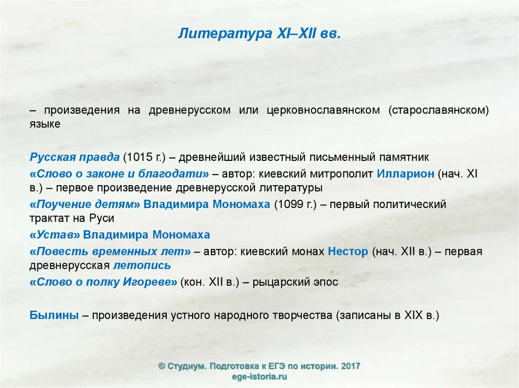 Литература XI–XII вв.