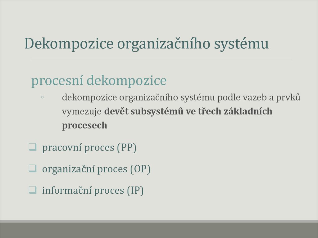 Dekompozice organizačního systému