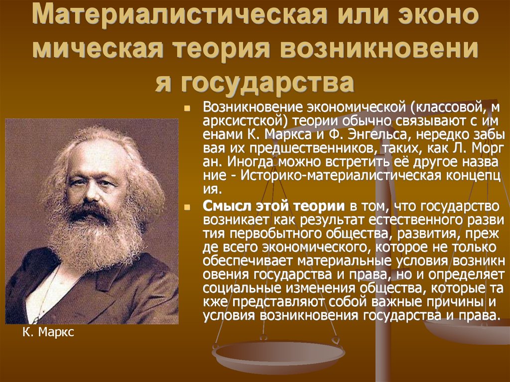 Что должно быть в теории. Теория происхождения государства к Маркс и ф Энгельс. Марксистская (материалистическая) концепция.. Энгельс материалистическая теория.