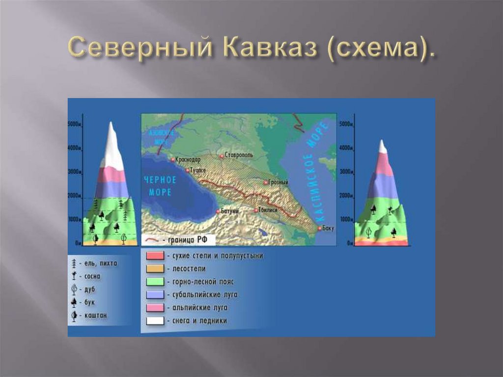 Схема кавказских гор