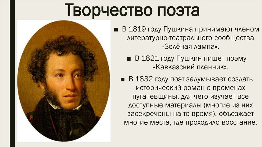 Писатель сергеевич пушкин. Краткое сообщение о творчестве Пушкина.