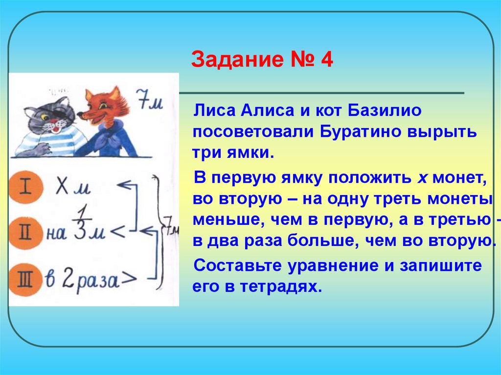 Алиса задачу. Решение задачи лиса Алиса и кот Базилио. Задача про лису Алису и кота Базилио. Задача про Буратино. Задачи по лису Алису.