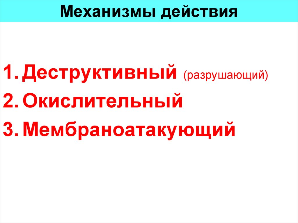 Механизмы действия
