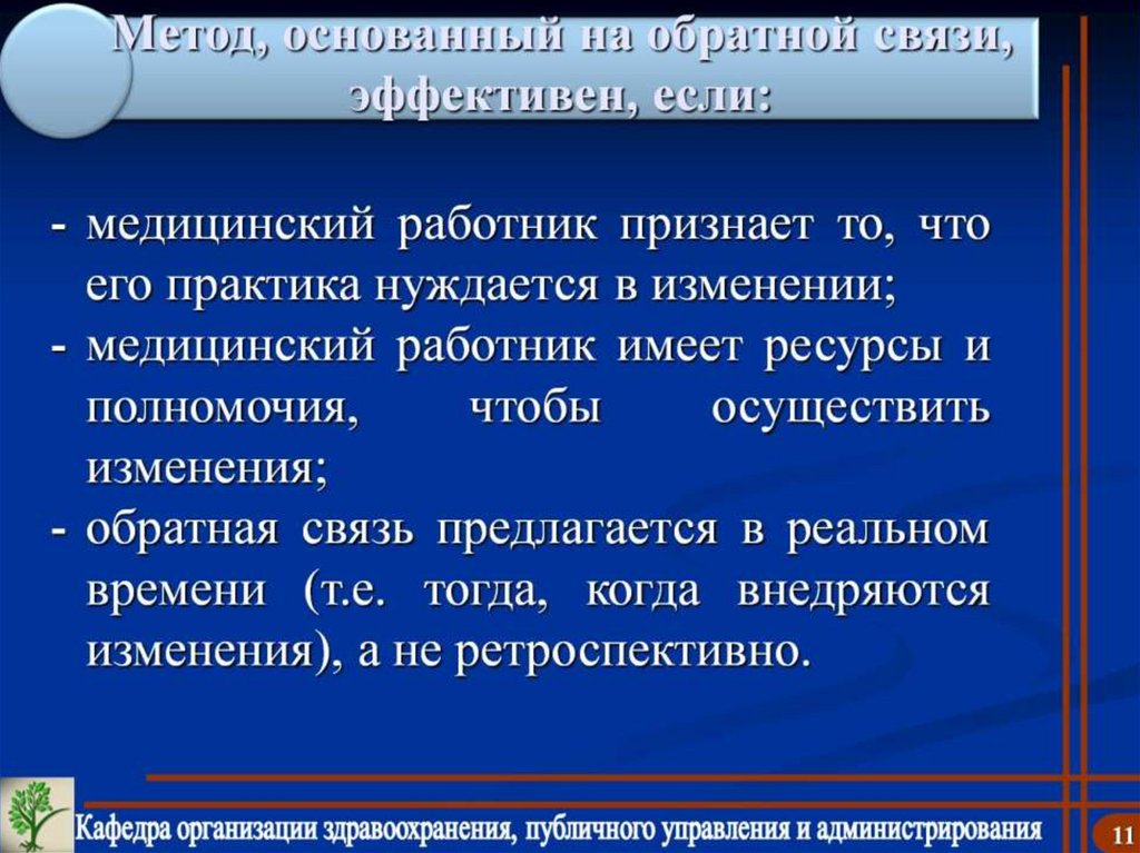 Метод, основанный на обратной связи, эффективен, если: