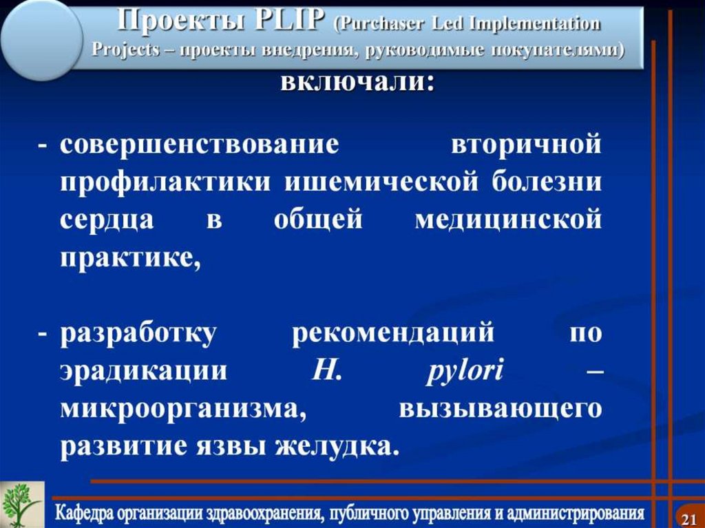 Проекты PLIP (Purchaser Led Implementation Projects – проекты внедрения, руководимые покупателями) включали: