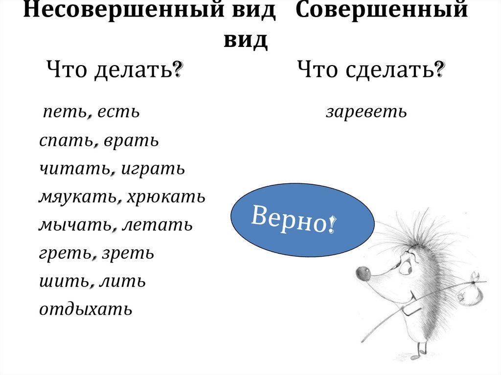 Совершенный несовершенный вид глагола презентация