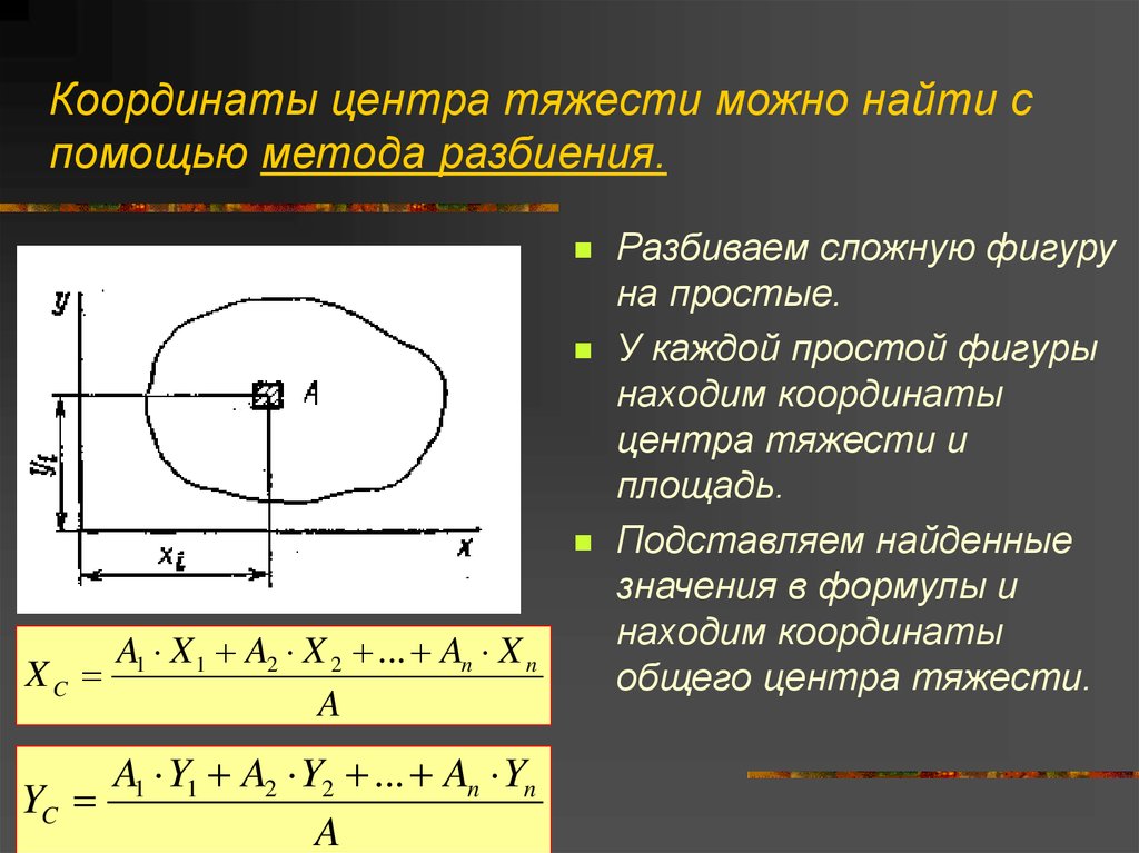 Определение центра тяжести