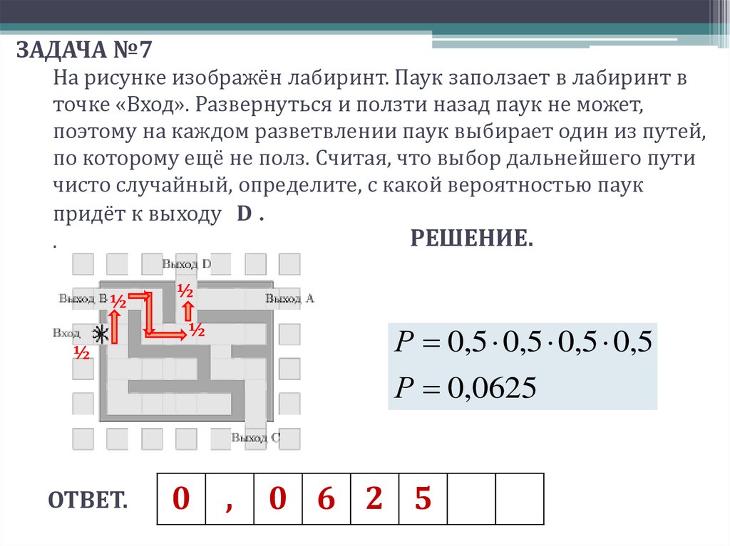 На рисунке изображен лабиринт паук ползет