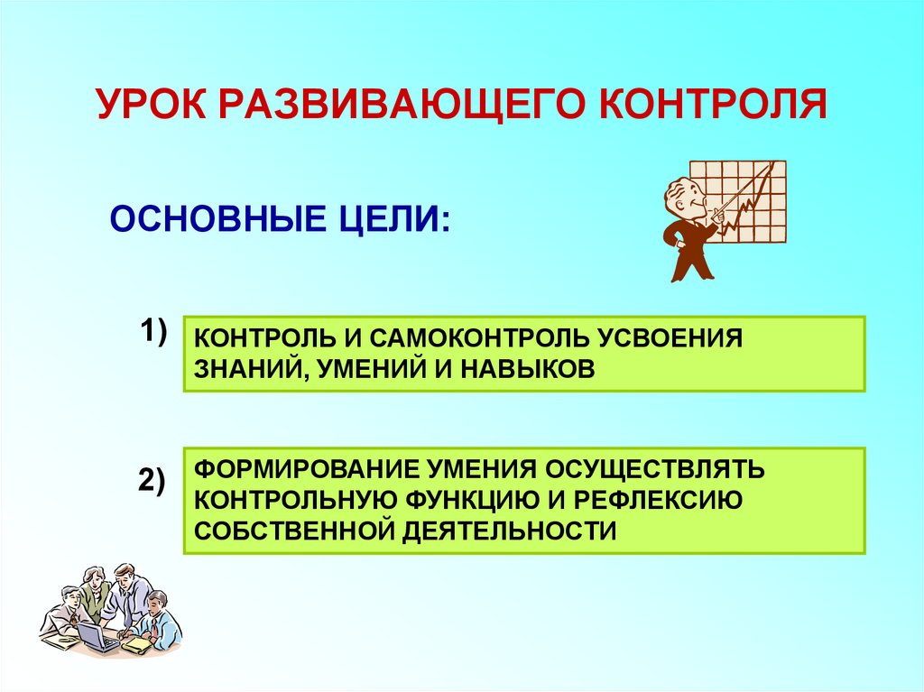 Развивающий урок это. Цель урока развивающего контроля. Виды урока развивающего контроля. Урок развивающего контроля этапы. Задачи урока развивающего контроля.