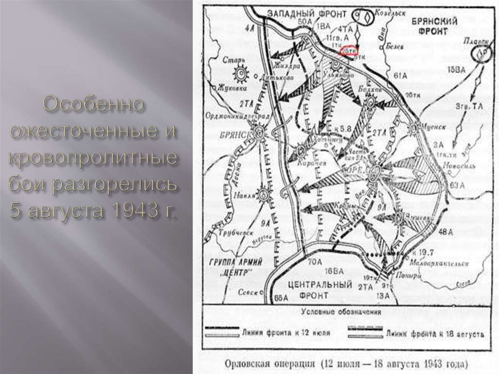 Основные положения советского плана боевых действий на орловско курской дуге широкая