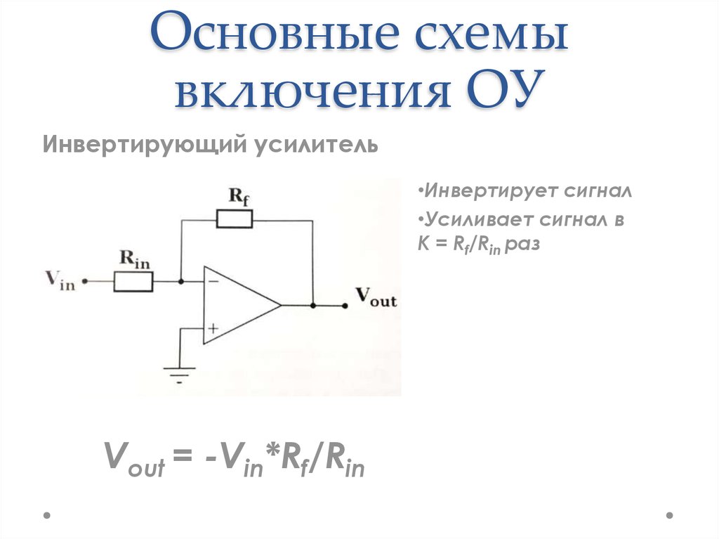 Инвертирующая схема включения оу