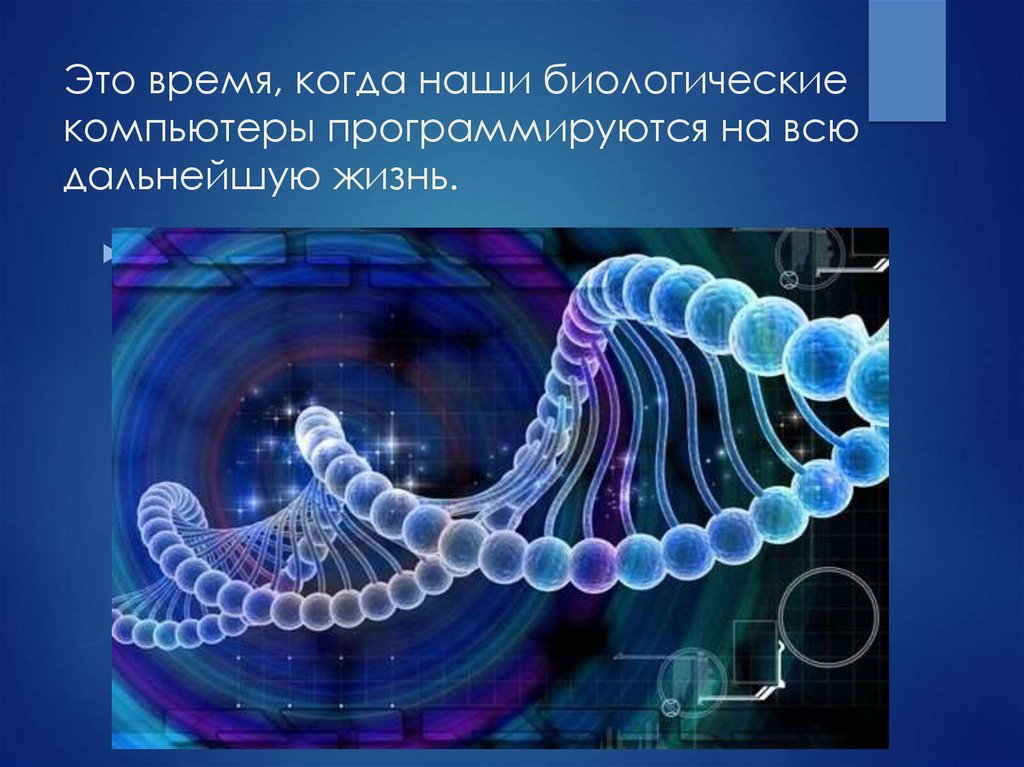 Это время, когда наши биологические компьютеры программируются на всю дальнейшую жизнь.