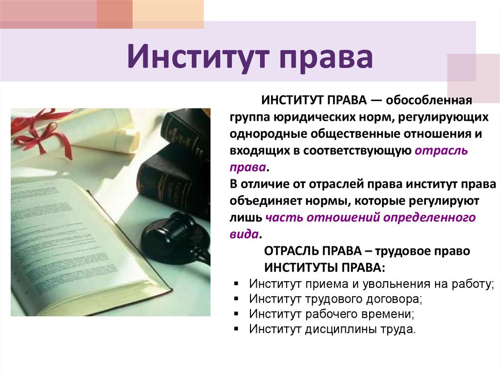 Понятие правового института