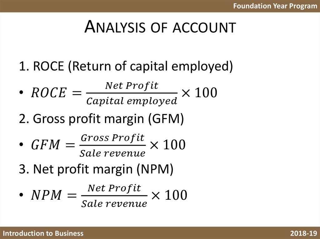 Analysis of account