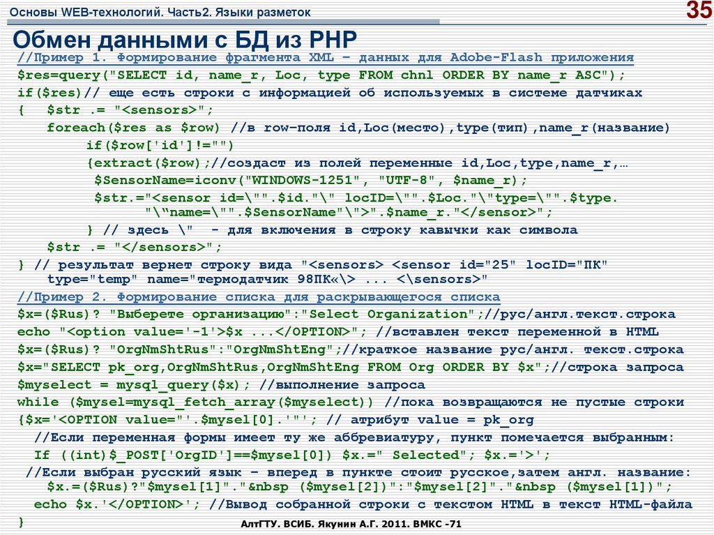 Язык разметки текстов html