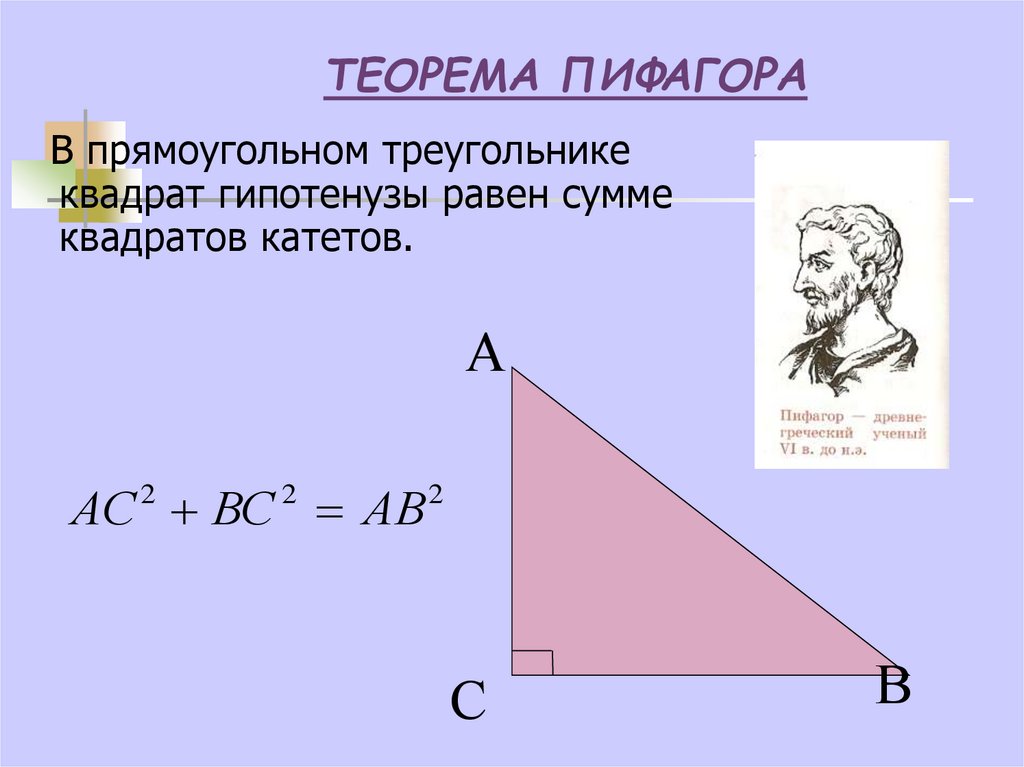 Теорема пифагора формула катета