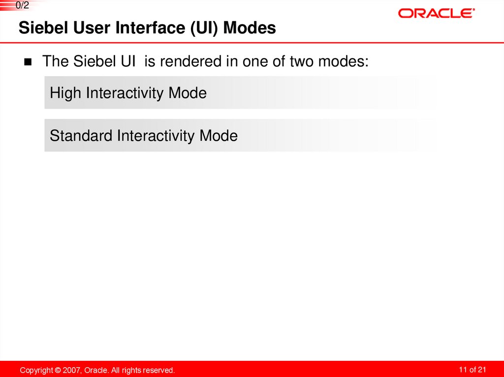 Siebel User Interface (UI) Modes