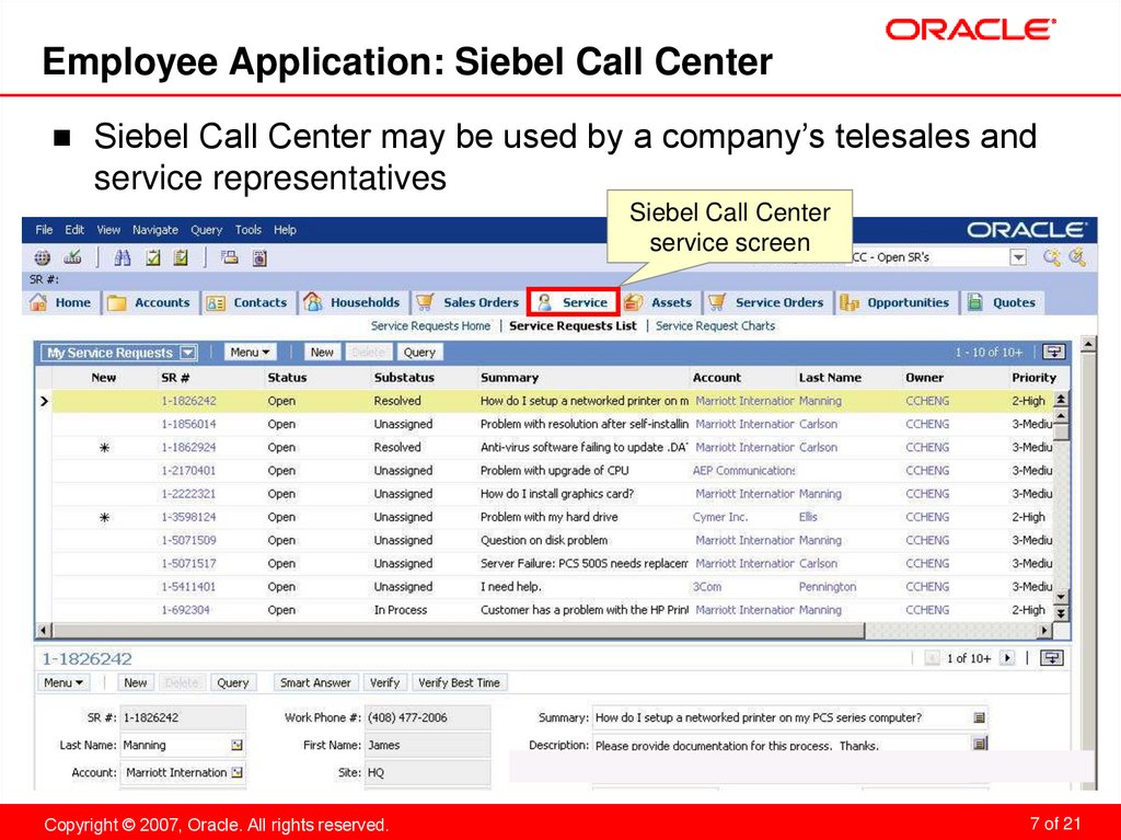 Employee Application: Siebel Call Center