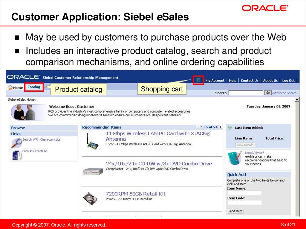 Customer Application: Siebel eSales