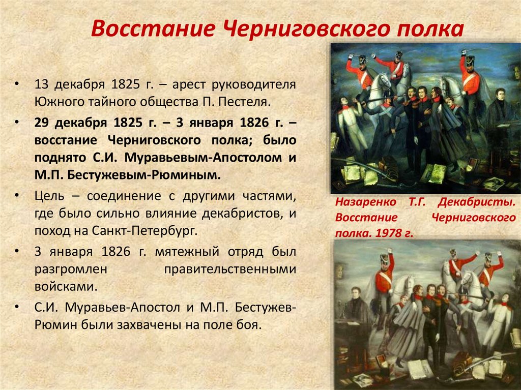 Начало восстания черниговского полка год