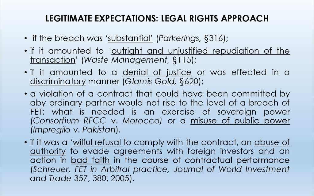 LEGITIMATE EXPECTATIONS: LEGAL RIGHTS APPROACH