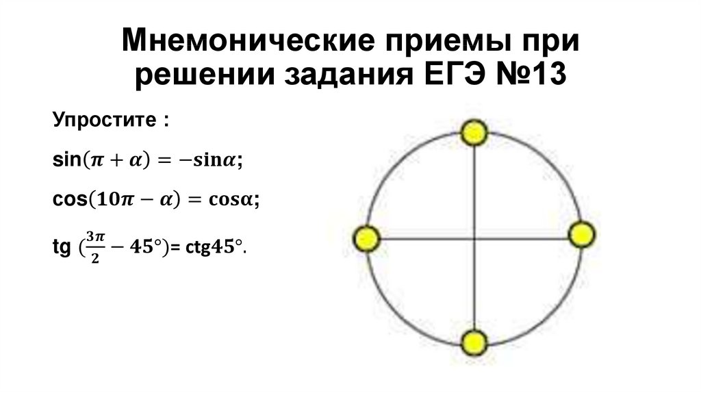 Мнемонические приемы при решении задания ЕГЭ №13