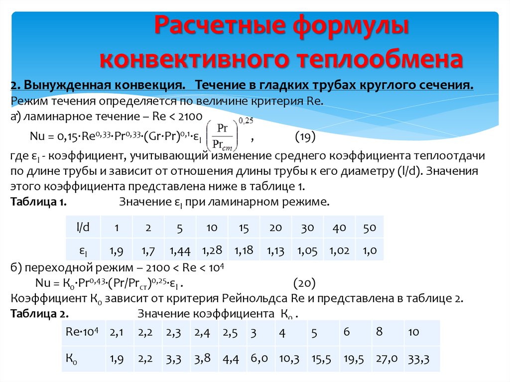 Количество теплообмена. Расчетные формулы конвективного теплообмена.. Конвективный теплообмен формула. Конвективная теплоотдача формула. Вынужденная конвекция формула.